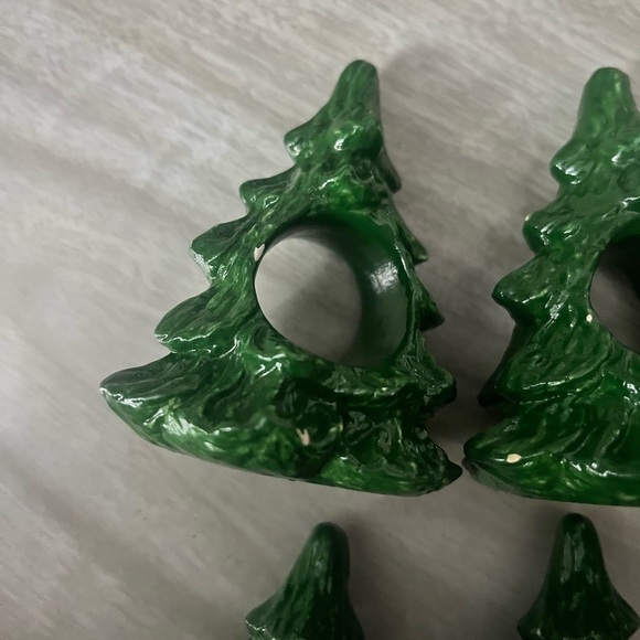 Vintage ceramic Christmas tree napkin ring holders 6 - Picture 3 of 6